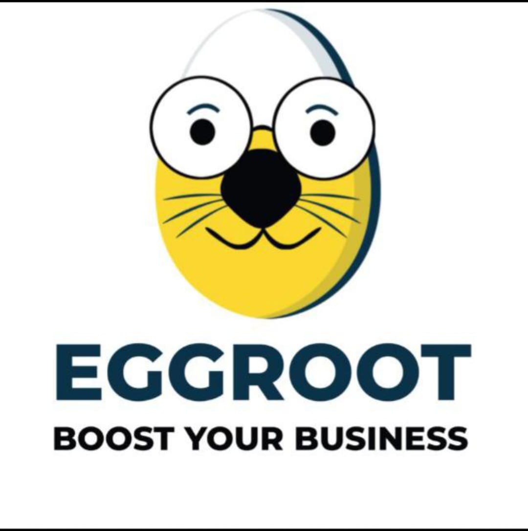 Egg Root logo — mascot character with the wordmark Egg Root, Boost Your Business